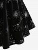Plus Size Lace Trim Buckle Sun Moon Star Print T-shirt -  
