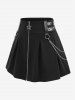 Plus Size Pentagram Zipper O-Ring Chains PU Straps Grommet Ruched Skirt -  