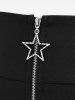Plus Size Pentagram Zipper O-Ring Chains PU Straps Grommet Ruched Skirt -  