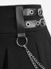 Plus Size Pentagram Zipper O-Ring Chains PU Straps Grommet Ruched Skirt -  