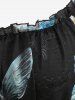 Plus Size Butterfly Print Ruffles Ruched Pentagram Zipper Dress -  