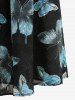 Plus Size Butterfly Print Ruffles Ruched Pentagram Zipper Dress -  