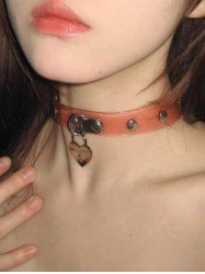 Gothic Heart Shaped Rivet Fashion Choker Necklace -  