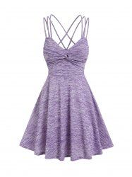 Strappy Space Dye Print Twist Front Dress -  