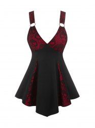 Gothic Skull Lace Panel Plunge Tank Top -  