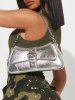 Women's Fashion Daily Metallic Solid Color Chain Strap Buckle Design Underarm Shoulder Baguette Bag -  