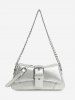 Women's Fashion Daily Metallic Solid Color Chain Strap Buckle Design Underarm Shoulder Baguette Bag -  