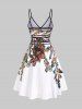 Robe Nuisette à Imprimé Floral et Feuilles - Blanc 3XL