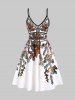 Robe Nuisette à Imprimé Floral et Feuilles - Blanc 3XL