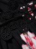 Mini-Robe Plongeante Applique à Imprimé Fleur à Epaule Dénudée - Noir S