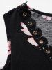 Mini-Robe Plongeante Applique à Imprimé Fleur à Epaule Dénudée - Noir L