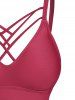 Maillot de Bain Tankini à Imprimé Fleuri à Coupe Haute en Treillis - Rouge foncé M