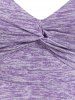 Robe à Bretelle Chinée Imprimée Tordue en Avant - Violet clair XXXL