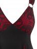 Gothic Skull Lace Panel Plunge Tank Top -  