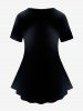 T-shirt Zippé Bouclé 3D Œillet Imprimé de Grande Taille - Noir M
