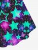 Plus Size Star Glitter Print Cinched Tank Top -  
