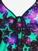 Plus Size Star Glitter Print Cinched Tank Top -  