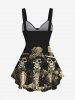 Gothic Halloween Skeleton Floral Hat Print Cinched Tank Top -  