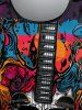 Gothic Skull Guitar Colorful Colorblock Print Halloween Short Sleeves T-shirt -  