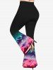 Plus Size Sequins Glitter Sparkling Colorblock Print Flare Pants -  