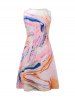 Mini Robe Débardeur à Imprimé Marbre à Col Rond - Rose clair M