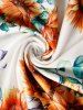 Robe Ceinturée à Imprimé Tournesol à Volants - Blanc XXL