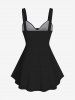 Plus Size 3D Lace Up Print Cinched Tank Top -  