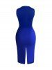 Glitter Sequins Back Slit Crossover Neck Party Bodycon Dress -  