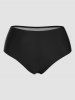 Modest Lace Panel Hollow Out Lace Up Scalloped Padded Tankini Swimsuit -  