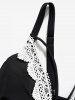 Modest Lace Panel Hollow Out Lace Up Scalloped Padded Tankini Swimsuit -  