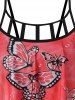 Maillot de Bain Tankini à Imprimé Papillon à Volants - Rose clair M