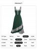 Colorblock Mock Button Layered Ruffle Cami Dress -  