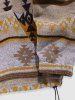 Men's Ethnic Aztec Print Fleece Zip Placket Toggle Drawstring Kangaroo Pocket Pullover Hoodie -  