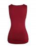See Thru Rose Lace Panel Twisted Ruched Casual Tank Top -  