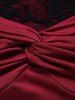 See Thru Rose Lace Panel Twisted Ruched Casual Tank Top -  