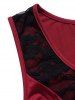 See Thru Rose Lace Panel Twisted Ruched Casual Tank Top -  
