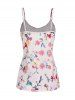Long Sleeve Asymmetric Top And Allover Flower Print Camisole Two Piece Set -  