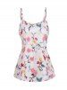 Long Sleeve Asymmetric Top And Allover Flower Print Camisole Two Piece Set -  