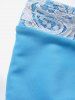 Ensemble de Bikini de Bain Tankini Fleur Panneau en Dentelle à Armature avec Bouton à Col Halter - Bleu clair M