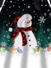 Christmas Snowflake Snowman Print Crisscross Bowknot Belted Long Sleeve Dress -  