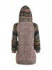 Hooded Raglan Sleeve Tribal Pattern Sweater -  