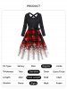 Christmas Snowflake Plaid Print Long Sleeve Belted Dress -  