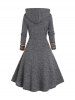 Tribal Stripe Graphic Panel Long Sleeve Knit Hooded Dress -  