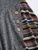 Tribal Stripe Graphic Panel Long Sleeve Knit Hooded Dress -  
