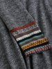 Tribal Stripe Graphic Panel Long Sleeve Knit Hooded Dress -  
