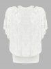 Solid Color Cami Top And Sheer Rose Lace Bat Sleeve Skew Neck T Shirt Two Piece Top -  