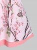 Peach Blossom Print Half Zipper Cross Cut Out Heathered Tank Top -  