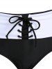 Maillot de Bain Tankini Rembourré à Imprimé Roses dans Un Poignard - Noir L