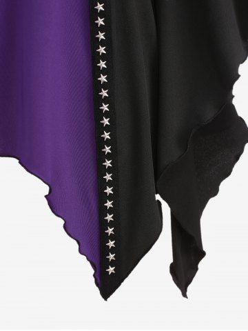 Gothic Plus Size Pentagram Cinched Butterfly Sleeves Handkerchief T-shirt