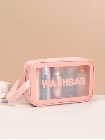 Women's Daily Travel Semi-sheer Clear Storage Makeup Cosmetic Toiletry Wash Bag - LIGHT PINK - M